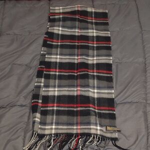 Novs Check Made In England Plaid Wool Scarf with Fringe